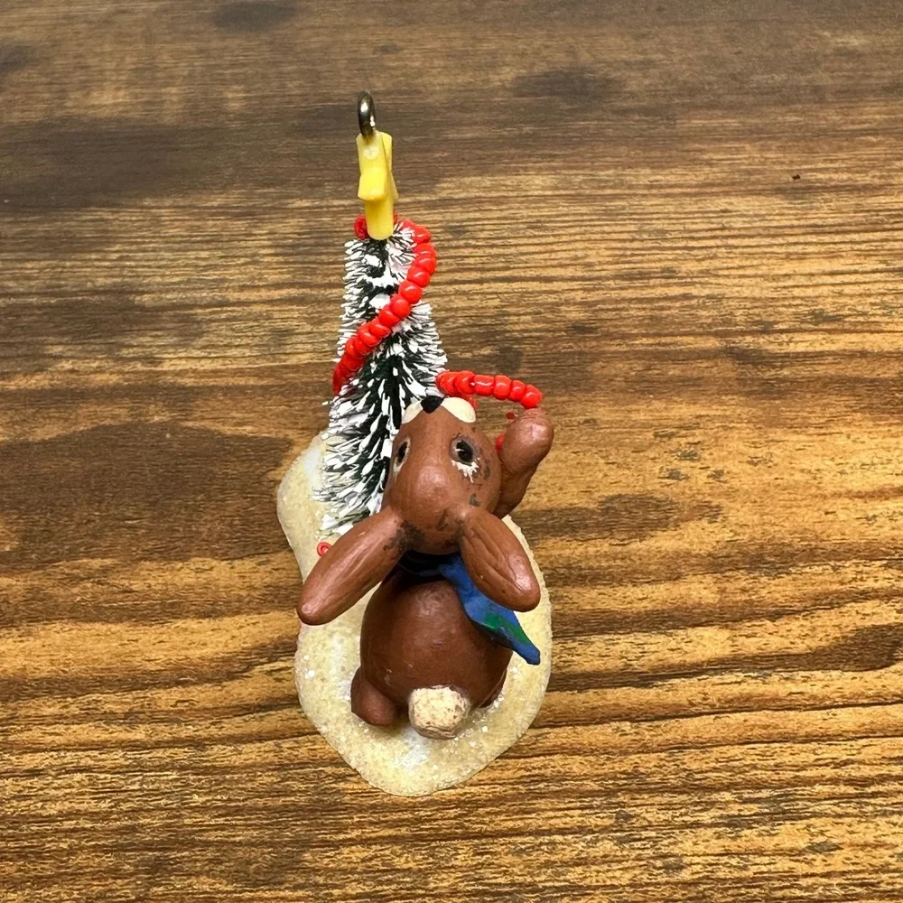 Vintage 1980 Hallmark Ornament Bunny Bird Decorating Tree Bottle Brush‎ Star